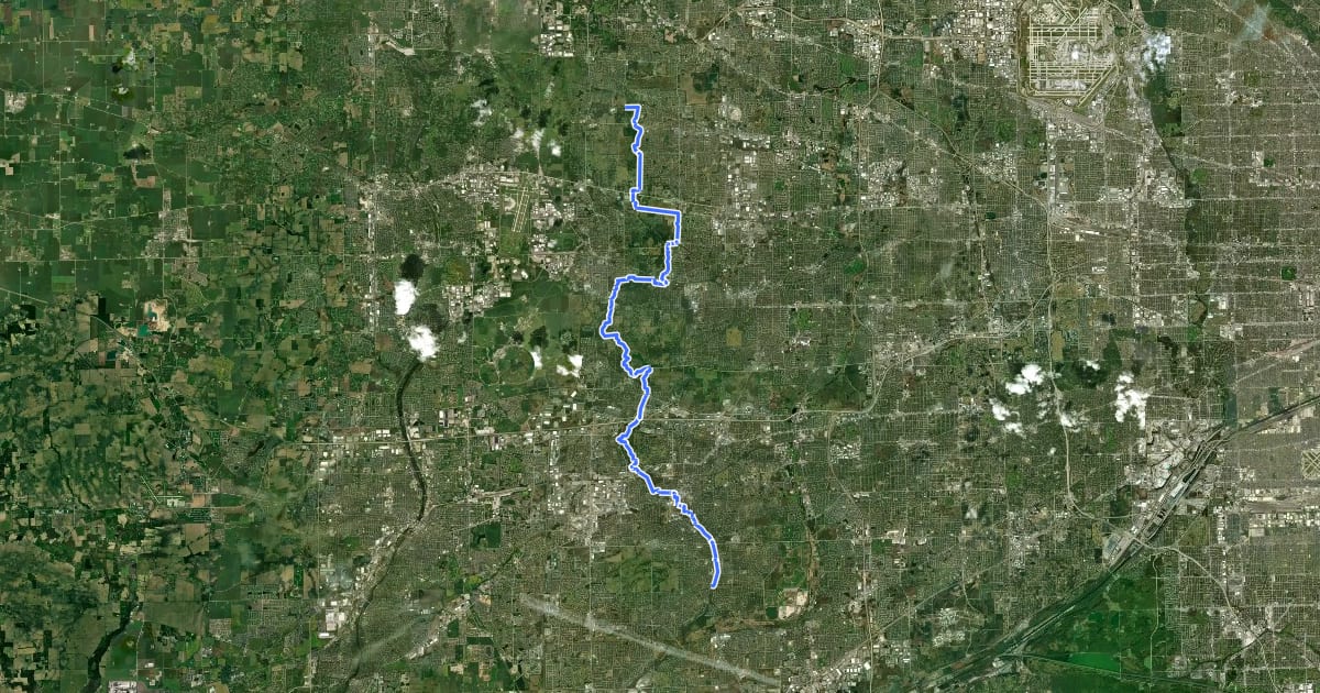 Маршрут West Branch DuPage River Trail на спутниковом снимке