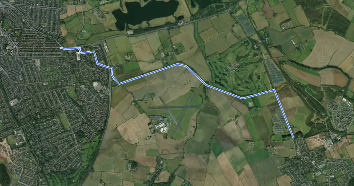Маршрут West Bridgford to Cotgrave (via Canal Path) на спутниковом снимке