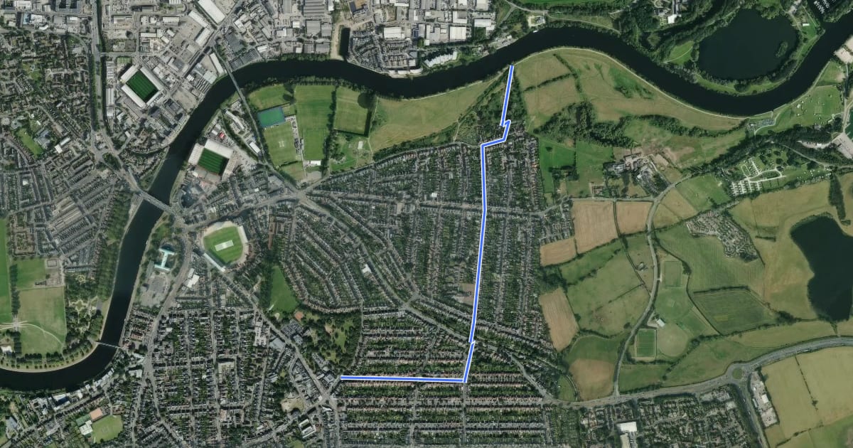 Маршрут West Bridgford - Trentside на спутниковом снимке