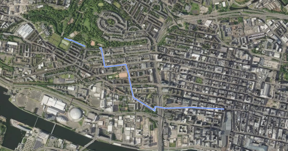 Маршрут West City Way на спутниковом снимке
