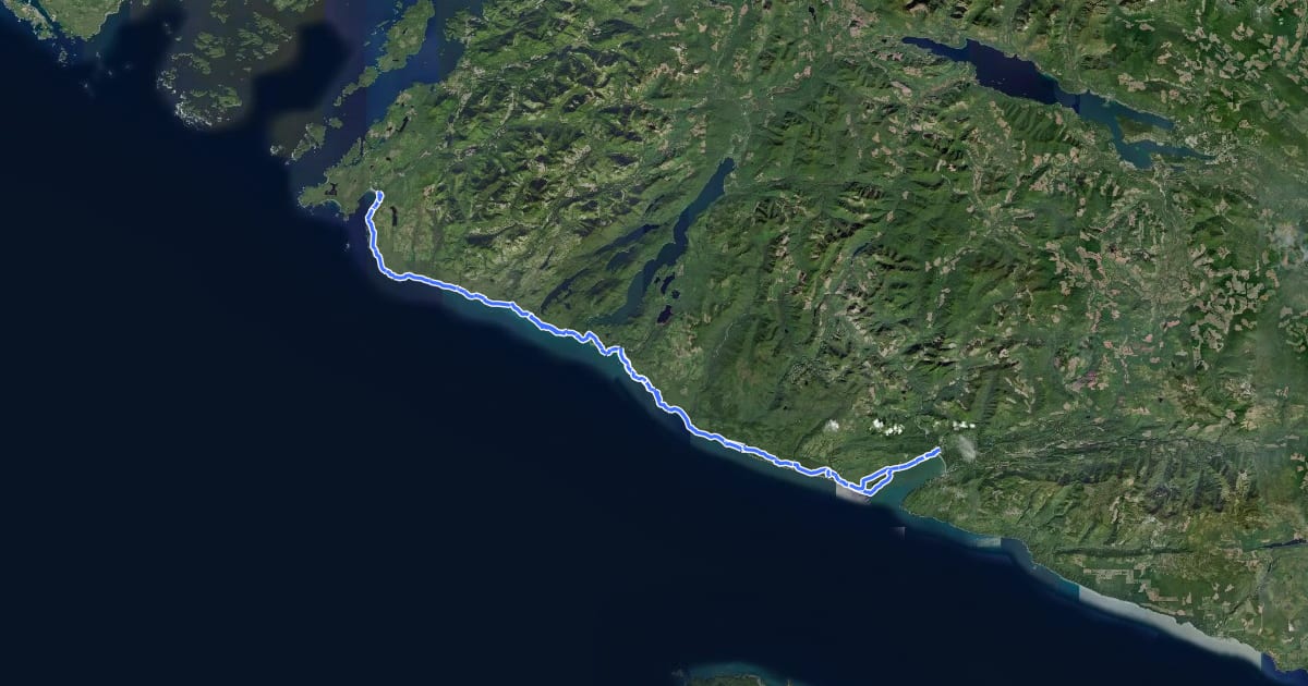 Маршрут West Coast Trail на спутниковом снимке