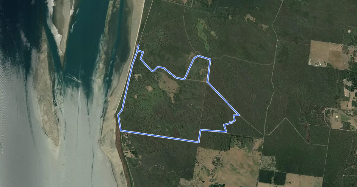 Маршрут West Coast Wetlands Ride на спутниковом снимке