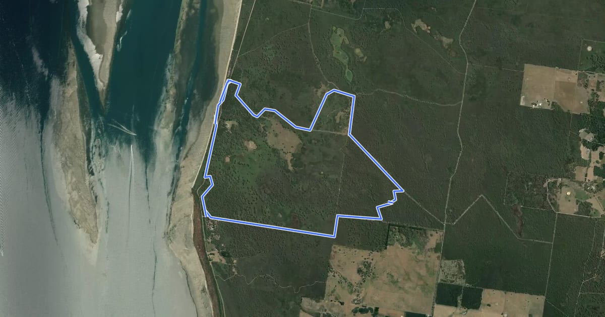 Маршрут West Coast Wetlands Track на спутниковом снимке