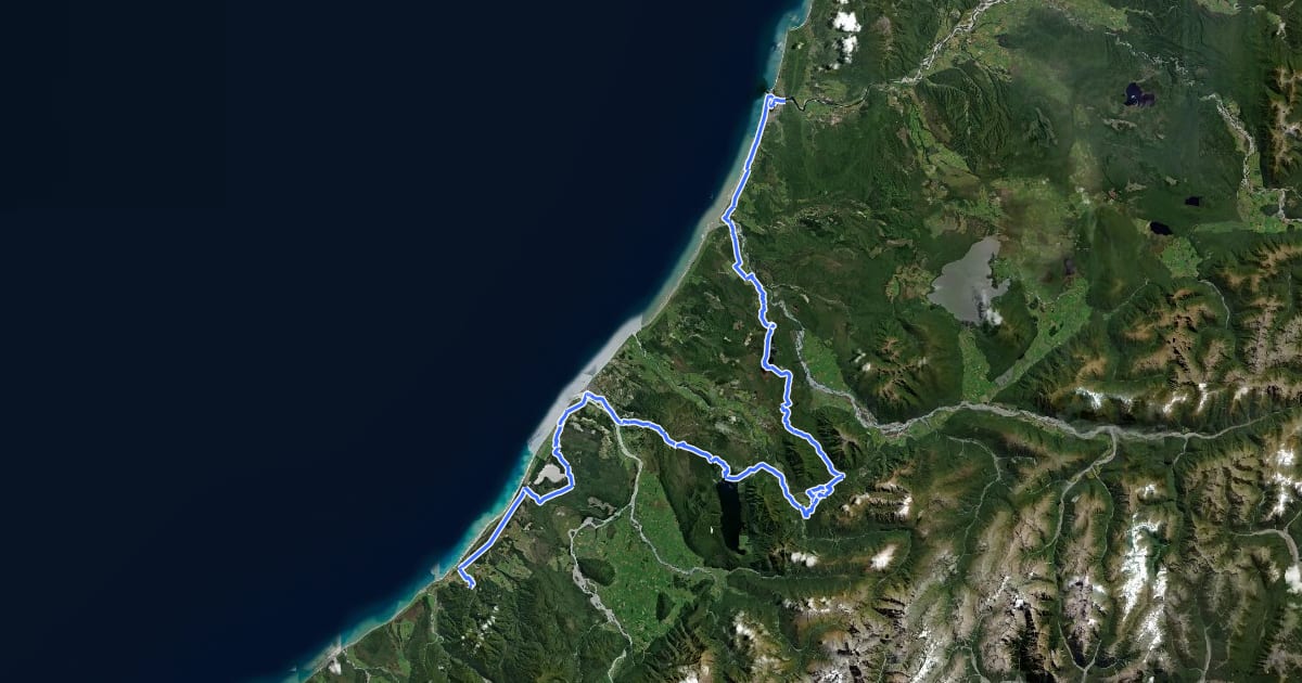 Маршрут West Coast Wilderness Trail на спутниковом снимке