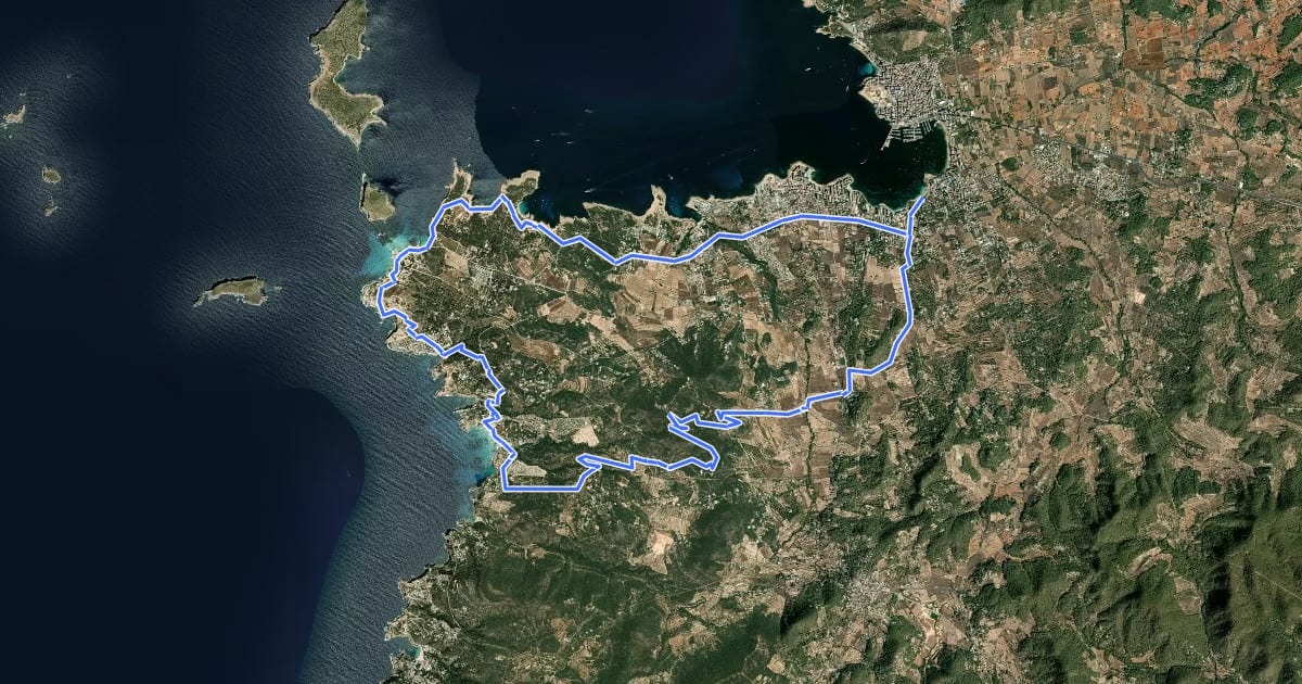 Маршрут West Coves (Sant Josep) – Ibiza на спутниковом снимке