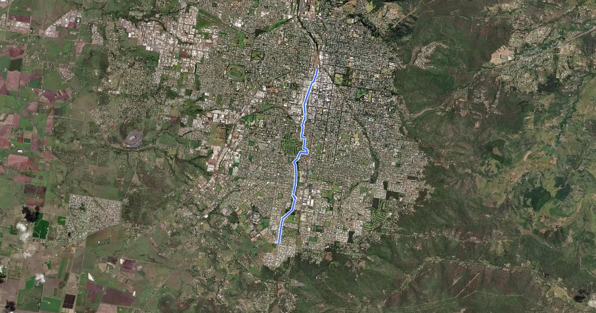 Маршрут West Creek Pathway на спутниковом снимке