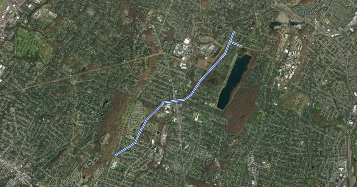 Маршрут West Essex Trail на спутниковом снимке