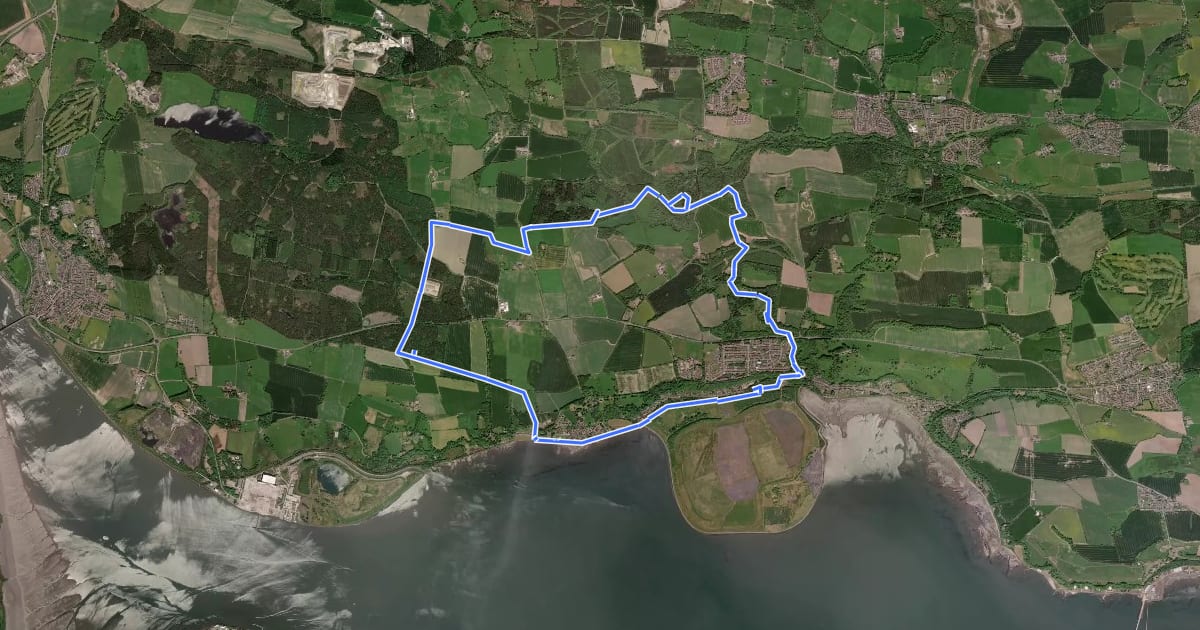 Маршрут West Fife Woodlands Way на спутниковом снимке
