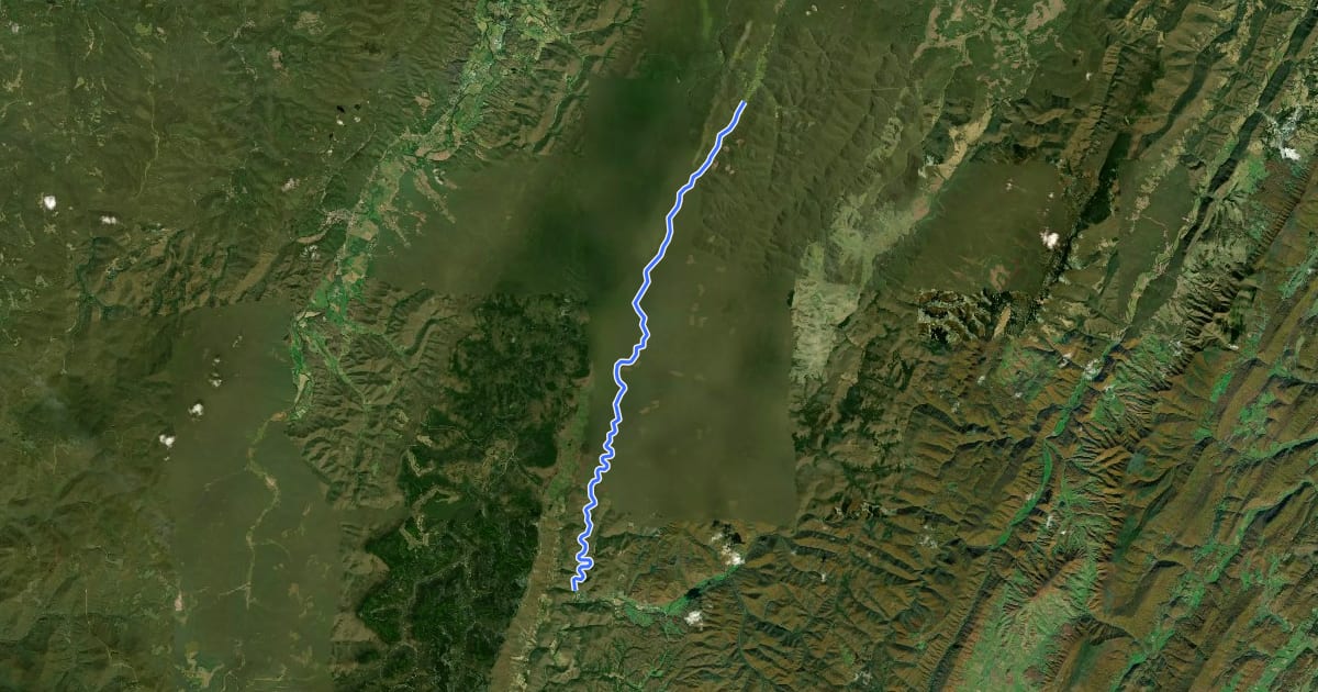 Маршрут West Fork Rail Trail на спутниковом снимке