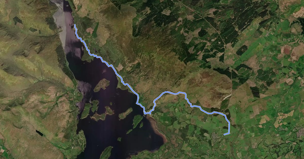 Маршрут West Highland Way (Drymen to Rowardennan) на спутниковом снимке