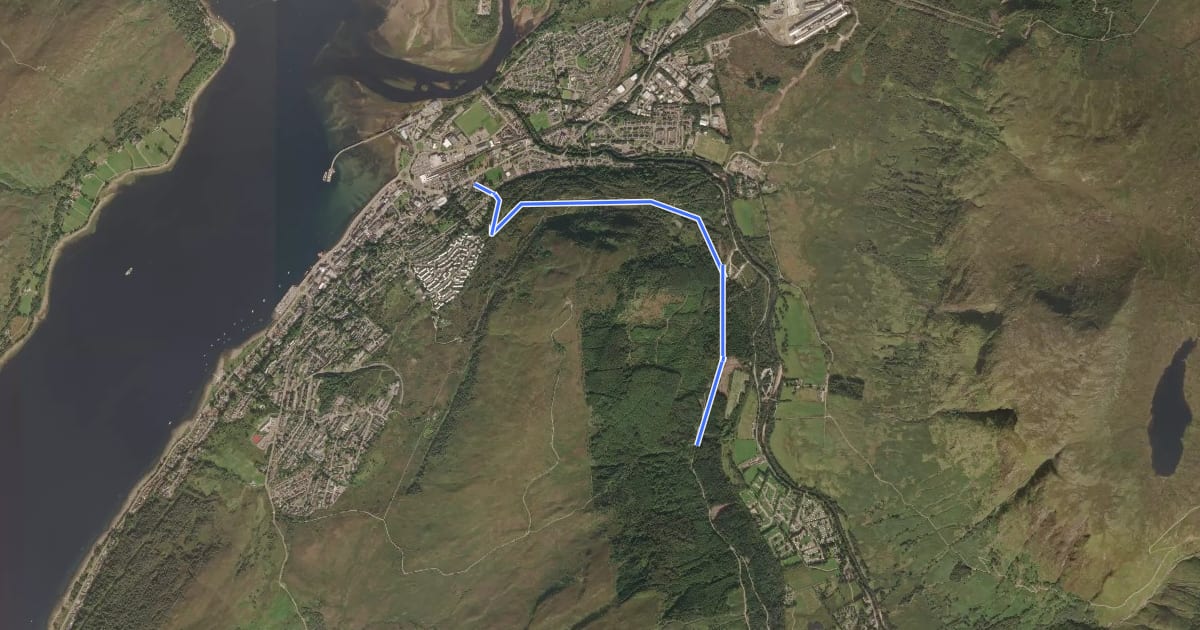 Маршрут West Highland Way (High Route to Fort William) на спутниковом снимке