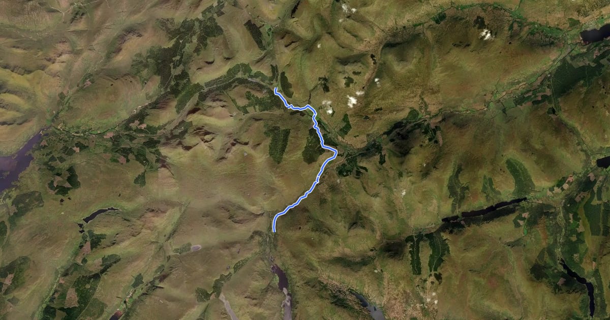Маршрут West Highland Way (Inverarnan to Tyndrum) на спутниковом снимке