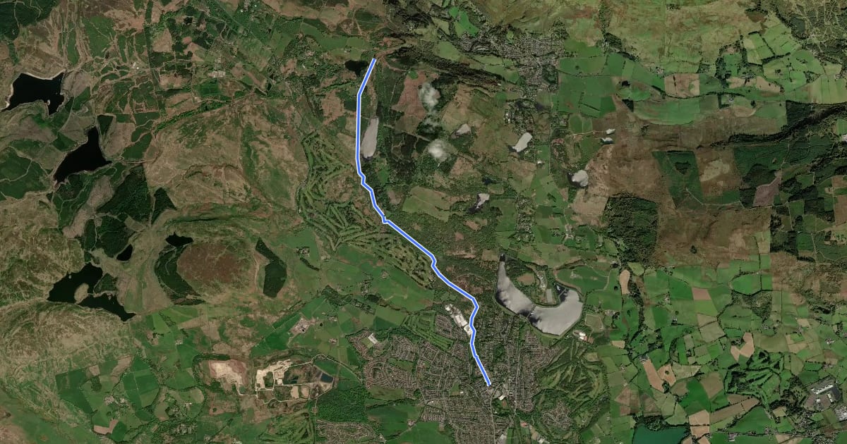Маршрут West Highland Way (Milngavie to Drymen part 1) на спутниковом снимке
