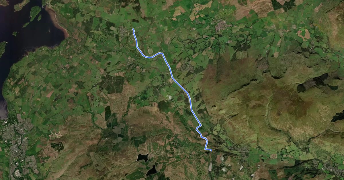Маршрут West Highland Way (Milngavie to Drymen part 2) на спутниковом снимке