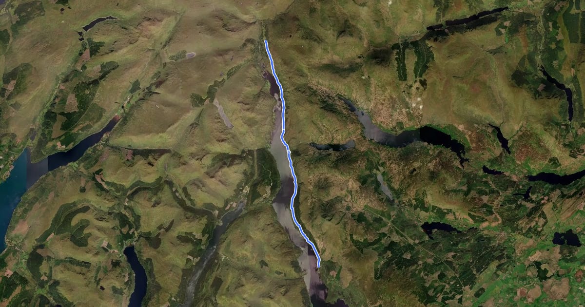 Маршрут West Highland Way (Rowardennan to Inverarnan) на спутниковом снимке