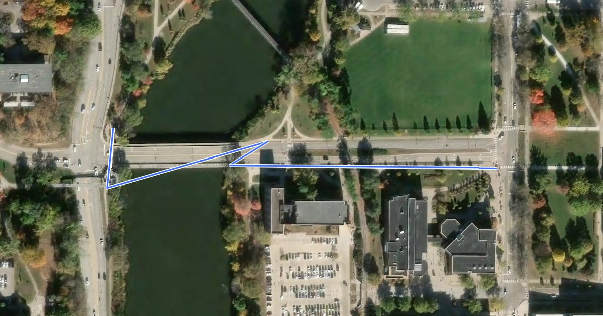 Маршрут West Iowa Avenue Sidepath на спутниковом снимке