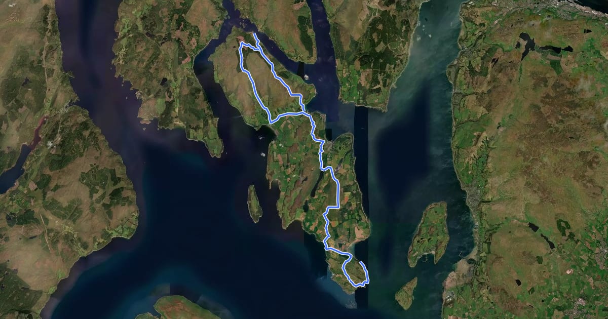 Маршрут West Island Way на спутниковом снимке