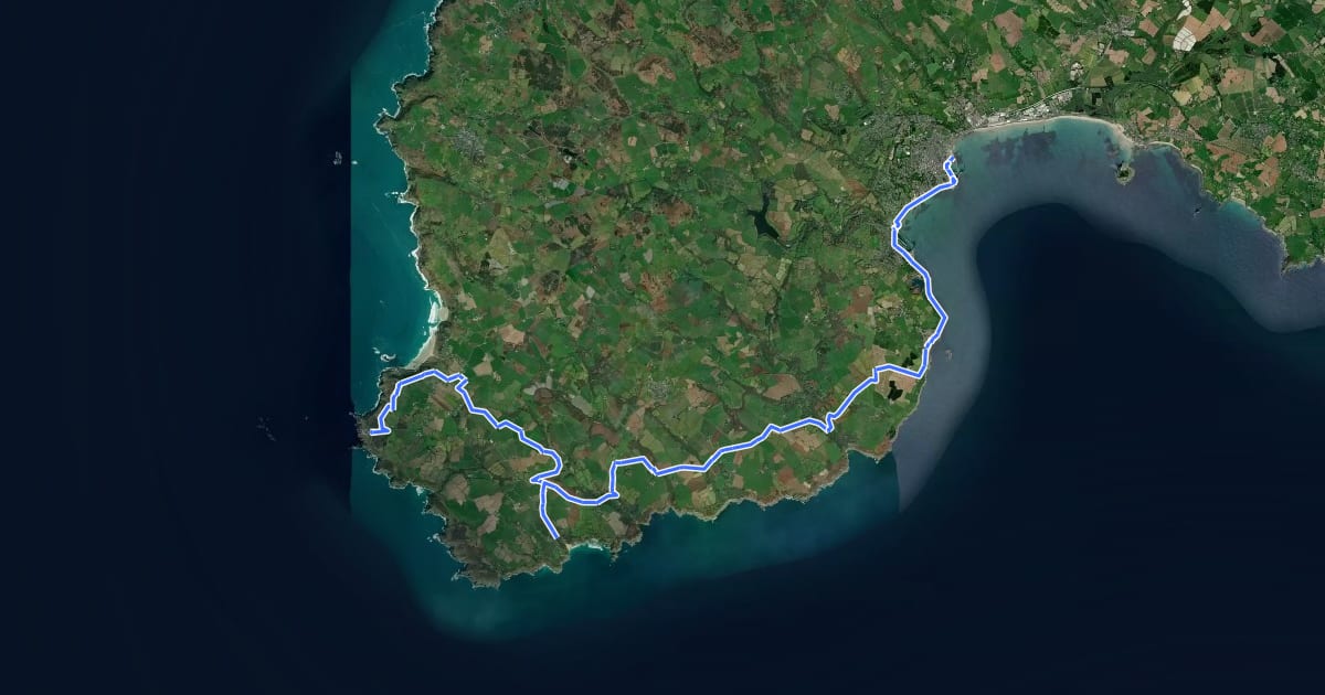 Маршрут West Kernow Way Part 1 на спутниковом снимке