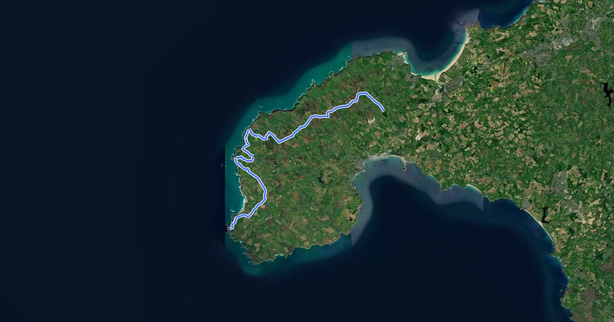 Маршрут West Kernow Way Part 2 на спутниковом снимке