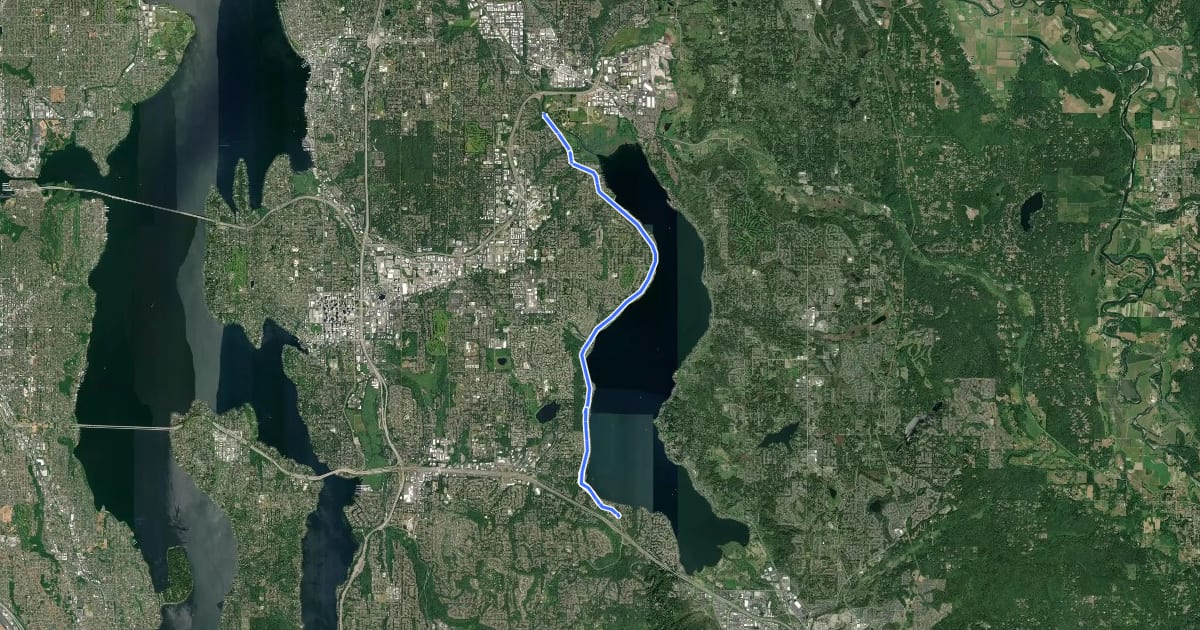 Маршрут West Lake Sammamish Corridor на спутниковом снимке
