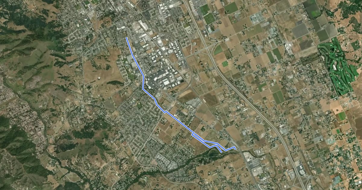 Маршрут West Little Llagas Creek Trail на спутниковом снимке