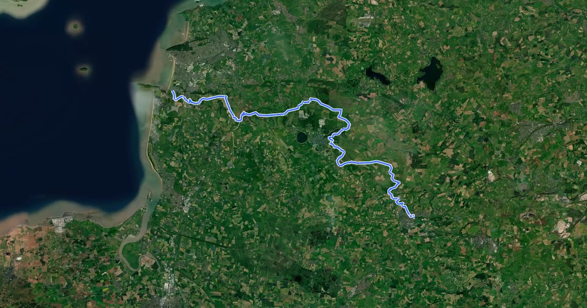 Маршрут West Mendip Way на спутниковом снимке