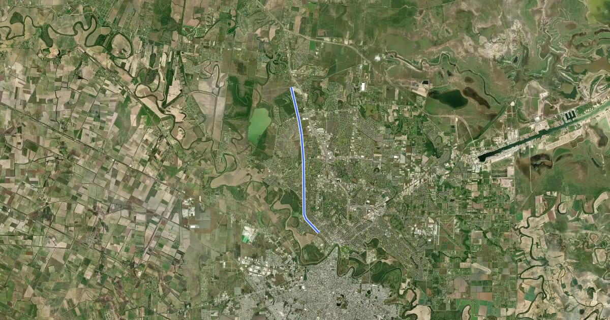 Маршрут West Rail Trail на спутниковом снимке