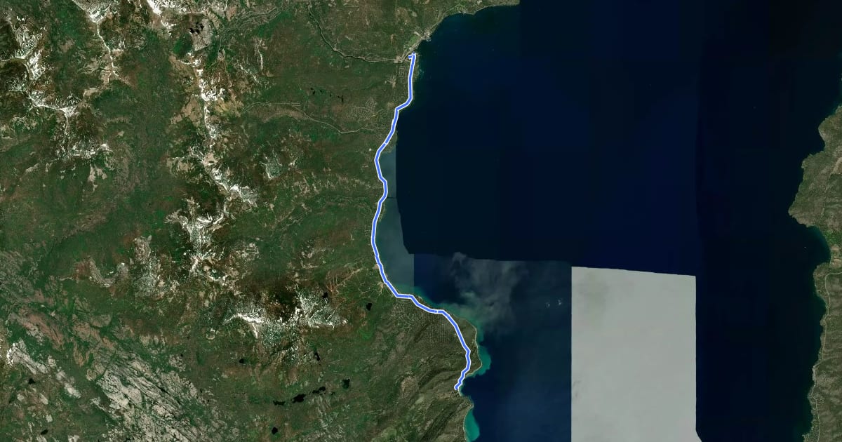 Маршрут West Shore Trail на спутниковом снимке
