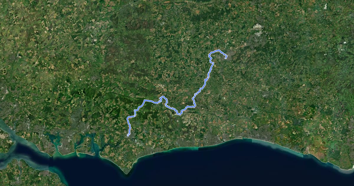 Маршрут West Sussex Literary Trail на спутниковом снимке