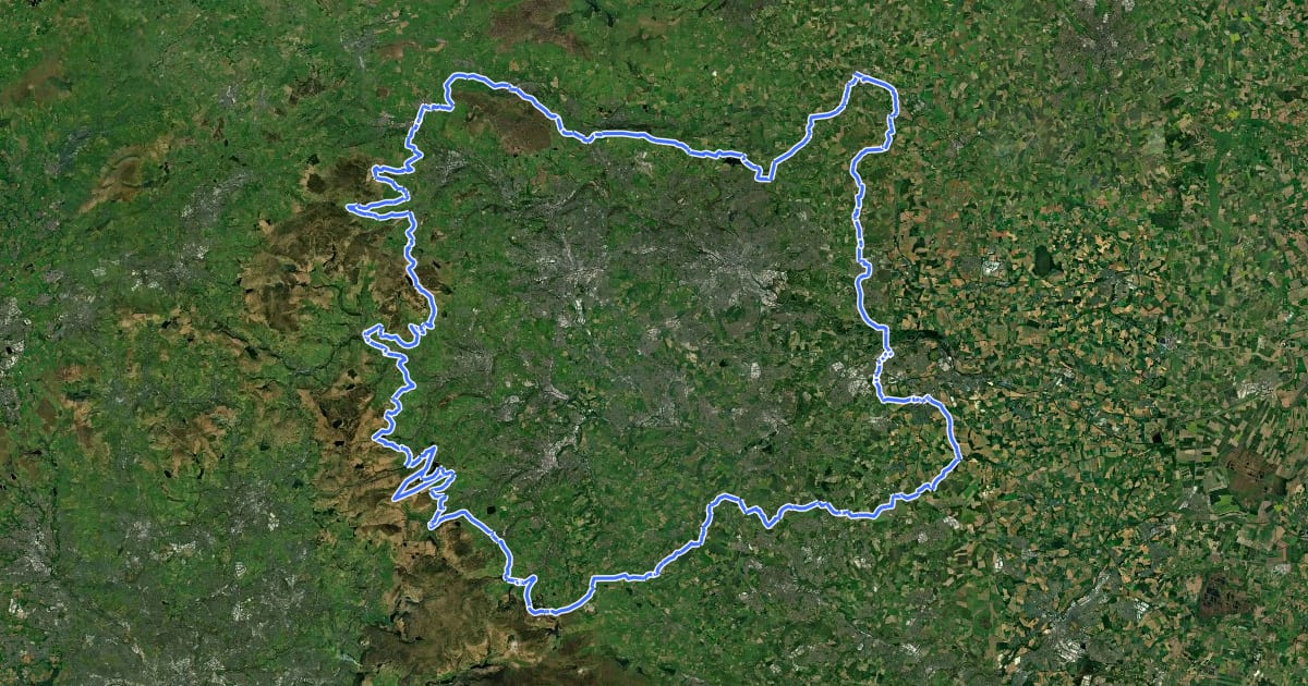 Маршрут West Yorkshire Cycle Route на спутниковом снимке