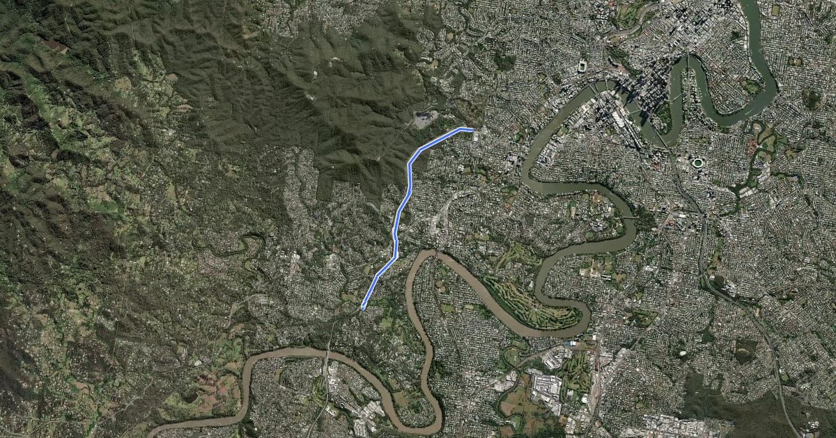 Маршрут Western Freeway Bikeway на спутниковом снимке