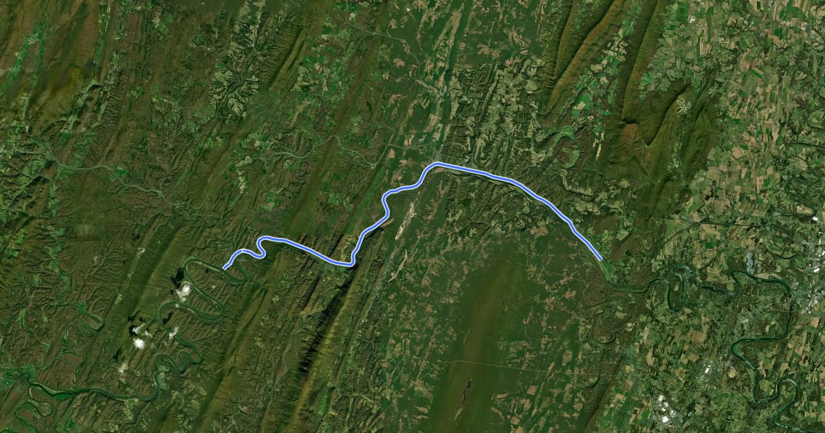 Маршрут Western Maryland Rail Trail на спутниковом снимке