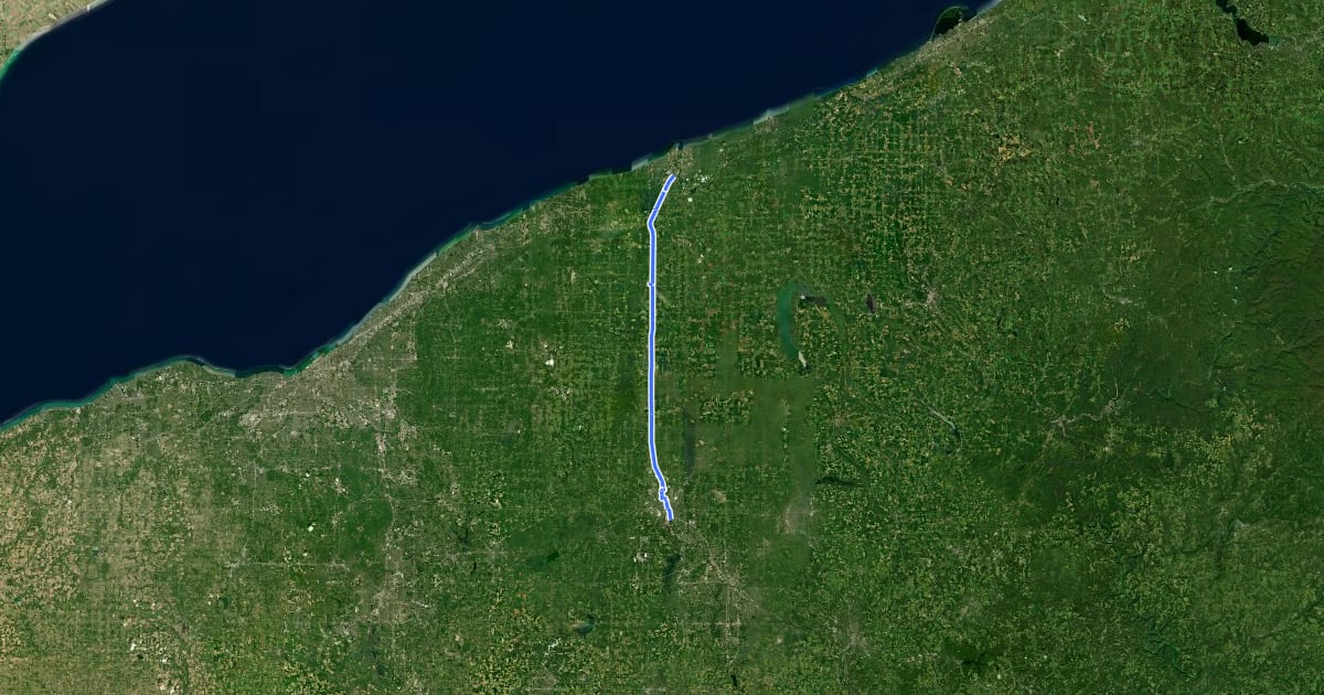 Маршрут Western Reserve Greenway на спутниковом снимке