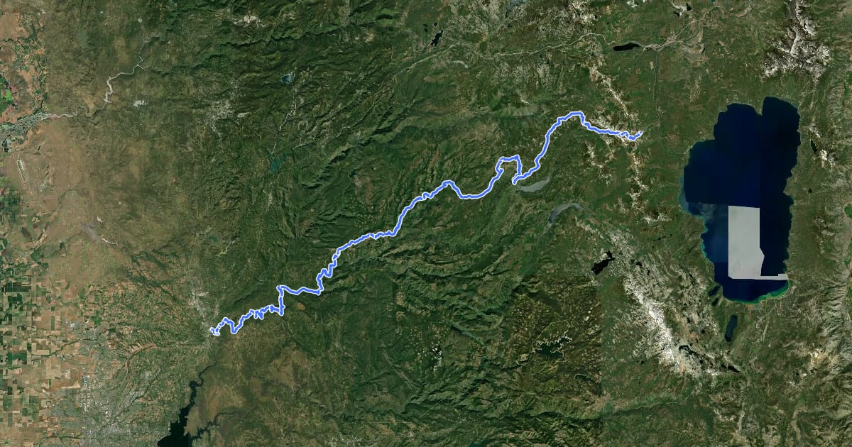 Маршрут Western States 100 Endurance Run на спутниковом снимке