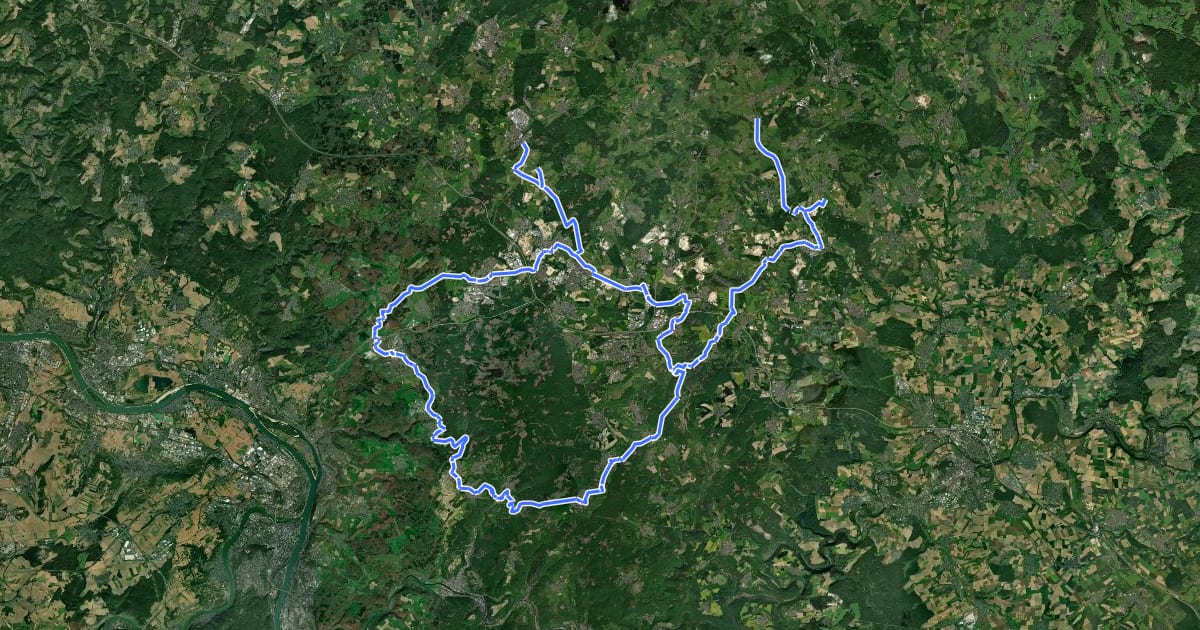 Маршрут Westerwälder Radwanderweg 1 на спутниковом снимке