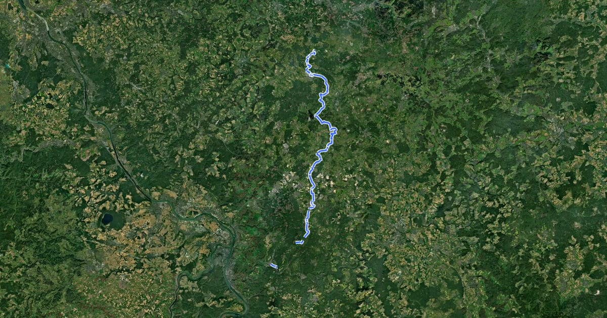 Маршрут Westerwald-Lahn-Radweg на спутниковом снимке