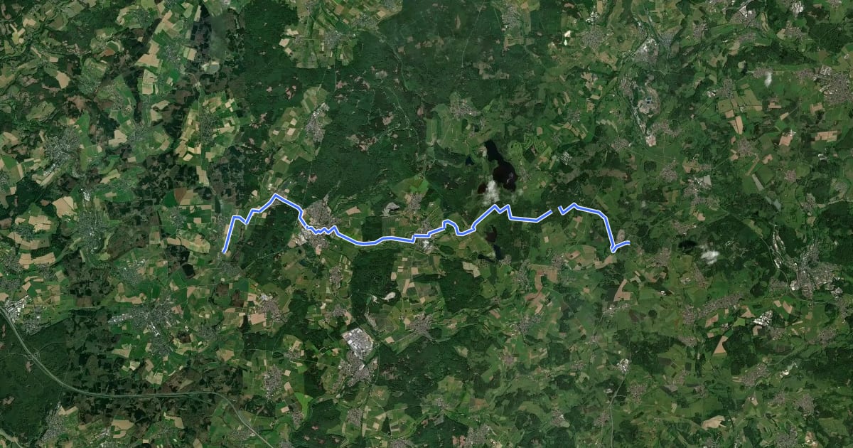 Маршрут Westerwald-Rhein-Radweg на спутниковом снимке