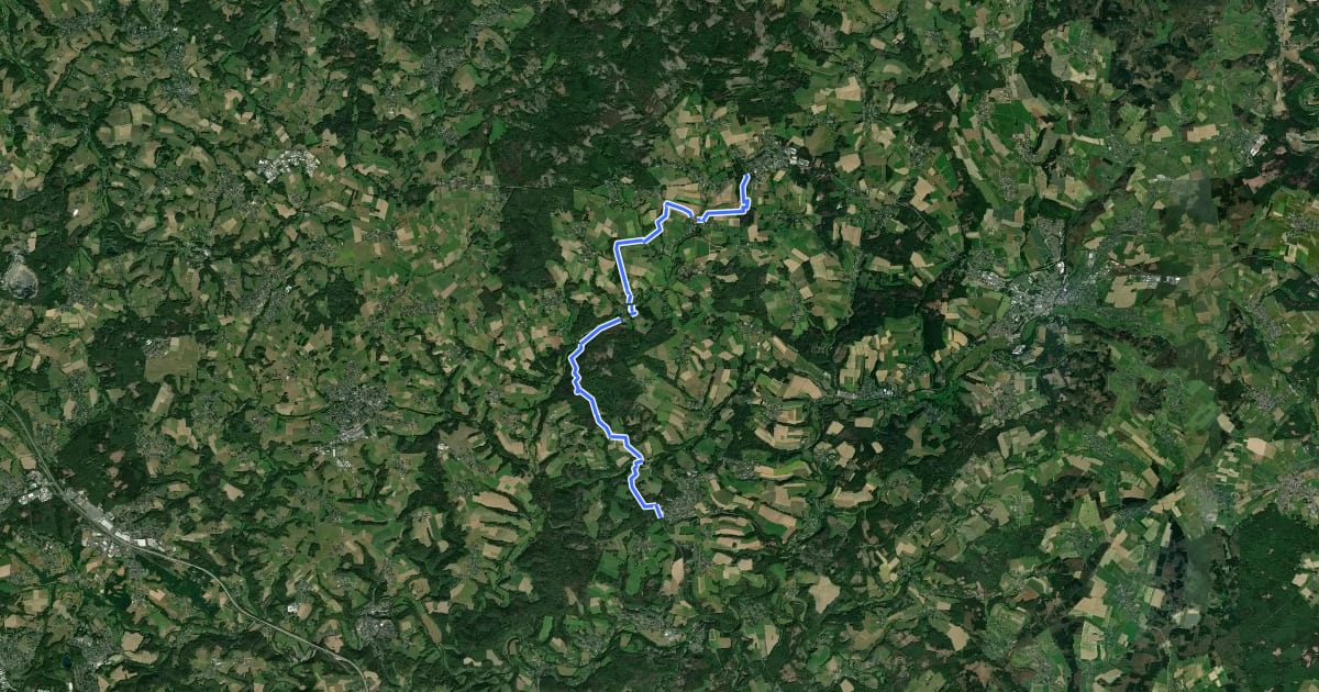Маршрут Westerwaldsteig Etappe 12 (Weyersbusch–Flammersfeld) на спутниковом снимке