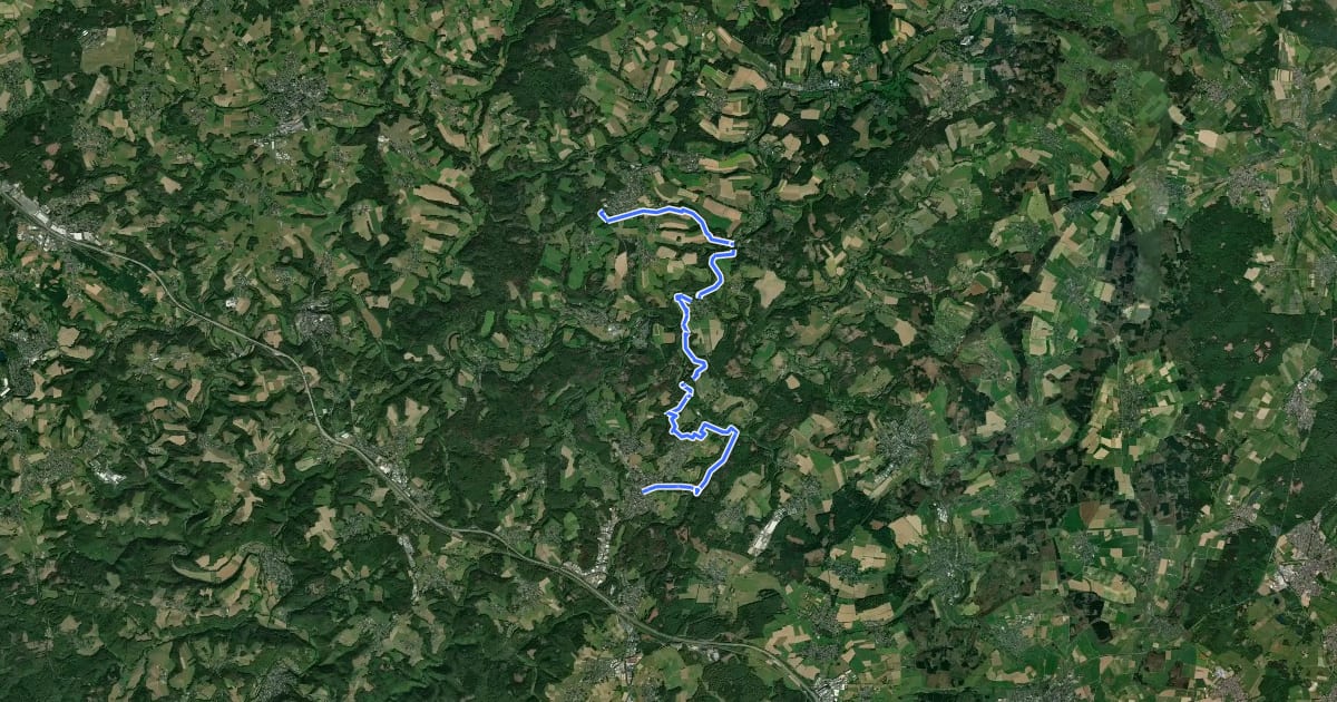 Маршрут Westerwaldsteig Etappe 13 (Flammersfeld–Horhausen) на спутниковом снимке
