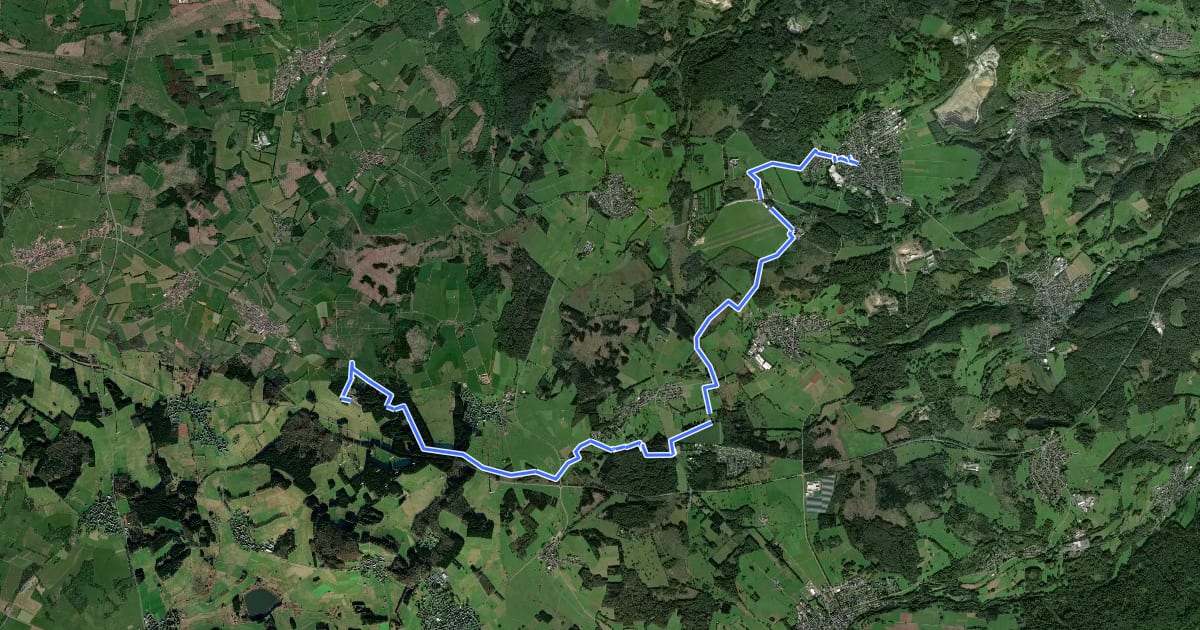 Маршрут Westerwaldsteig Etappe 2 (Breitscheid–Fuchskaute) на спутниковом снимке