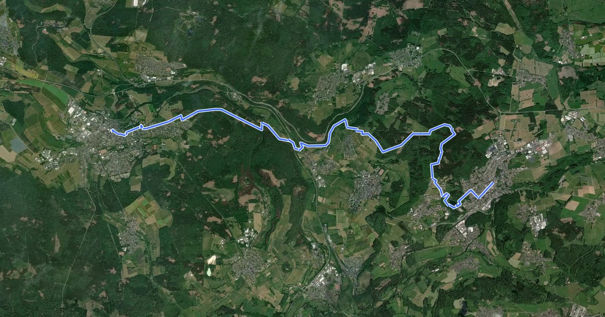 Маршрут Westerwaldsteig Etappe 8 (Bad Marienberg - Hachenburg) на спутниковом снимке