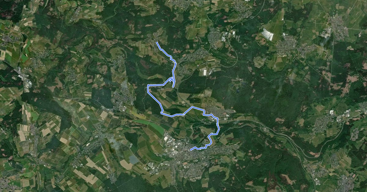 Маршрут Westerwaldsteig Etappe 9 (Hachenburg–Limbach) на спутниковом снимке