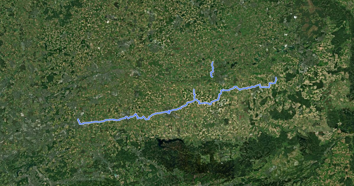Маршрут Westfälische Salzroute на спутниковом снимке