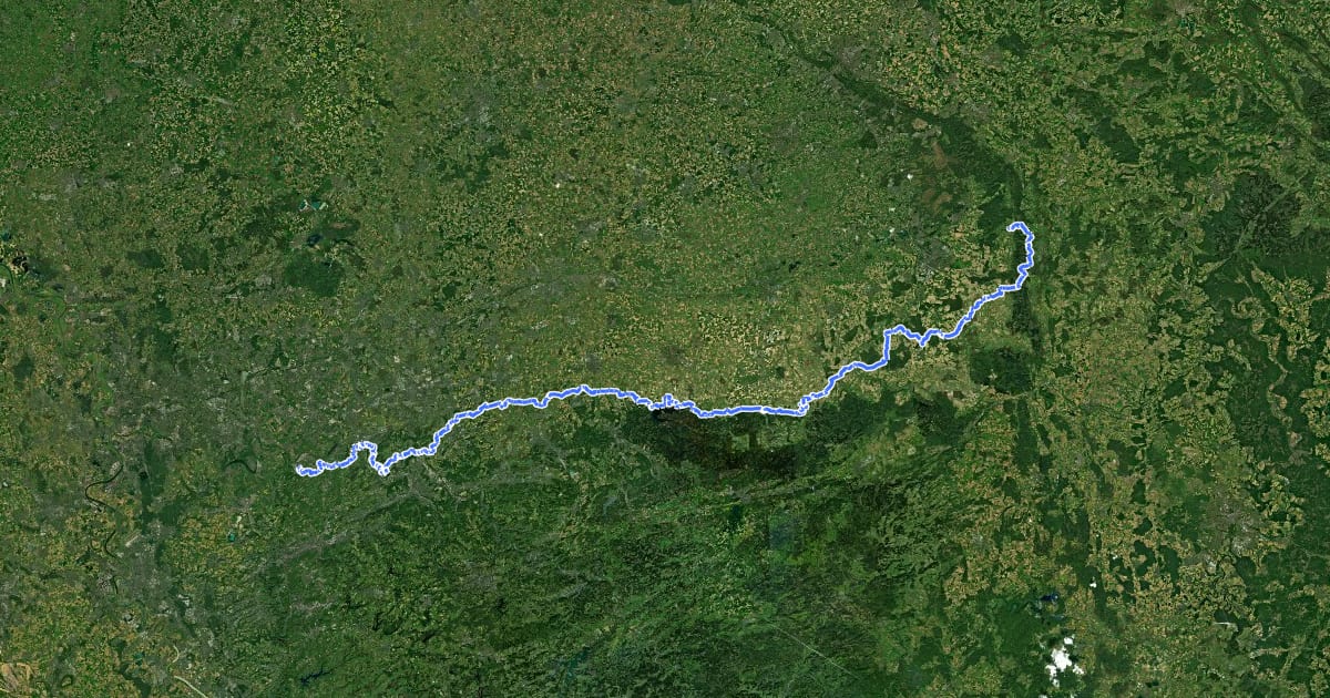 Маршрут WestfalenWanderWeg на спутниковом снимке
