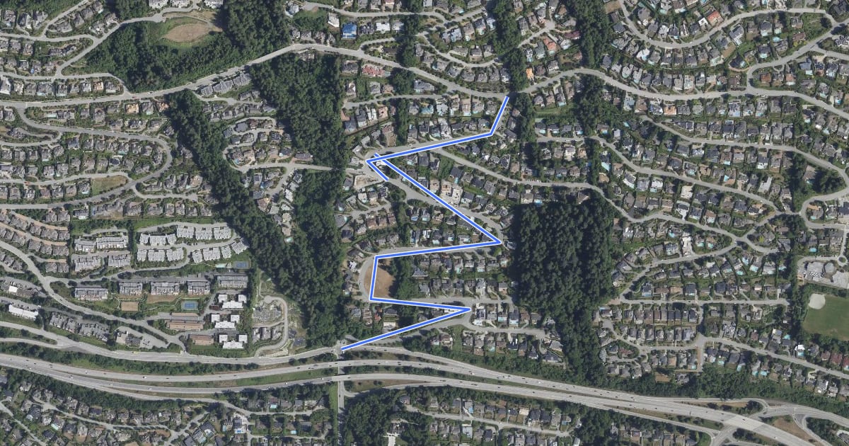 Маршрут Westhill Dr на спутниковом снимке