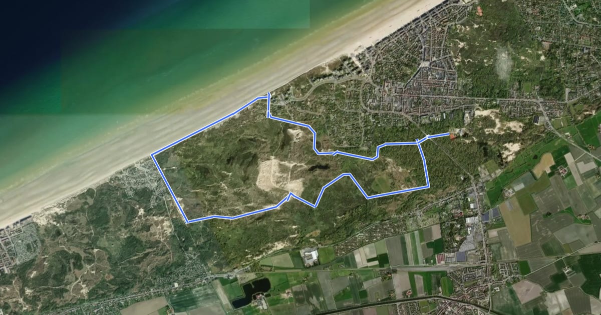 Маршрут Westhoekwandelroute на спутниковом снимке