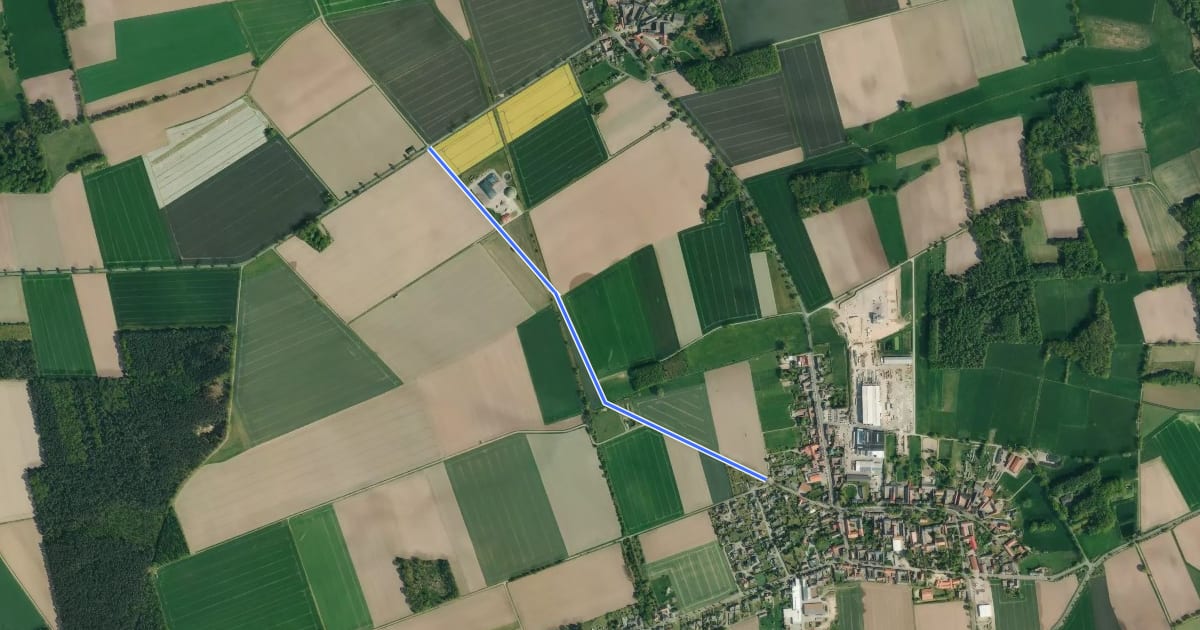 Маршрут westlich Plastau K22 (56) - Radenbeck Nordwest (57) на спутниковом снимке