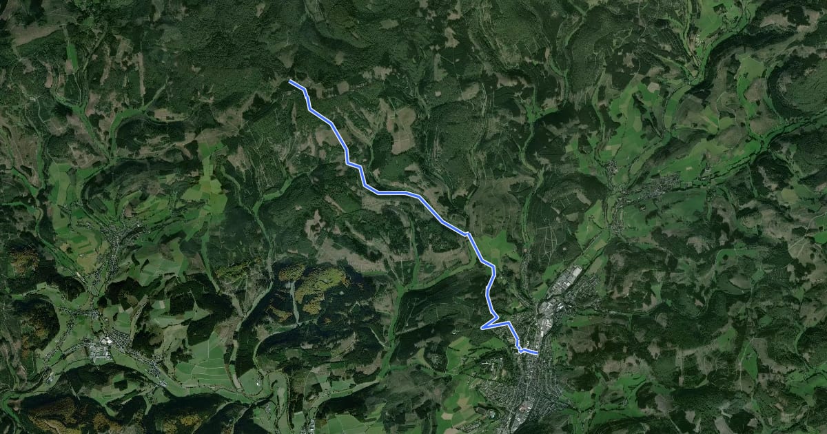 Маршрут westlicher Rothaarsteig-Zuweg Bad Berleburg на спутниковом снимке