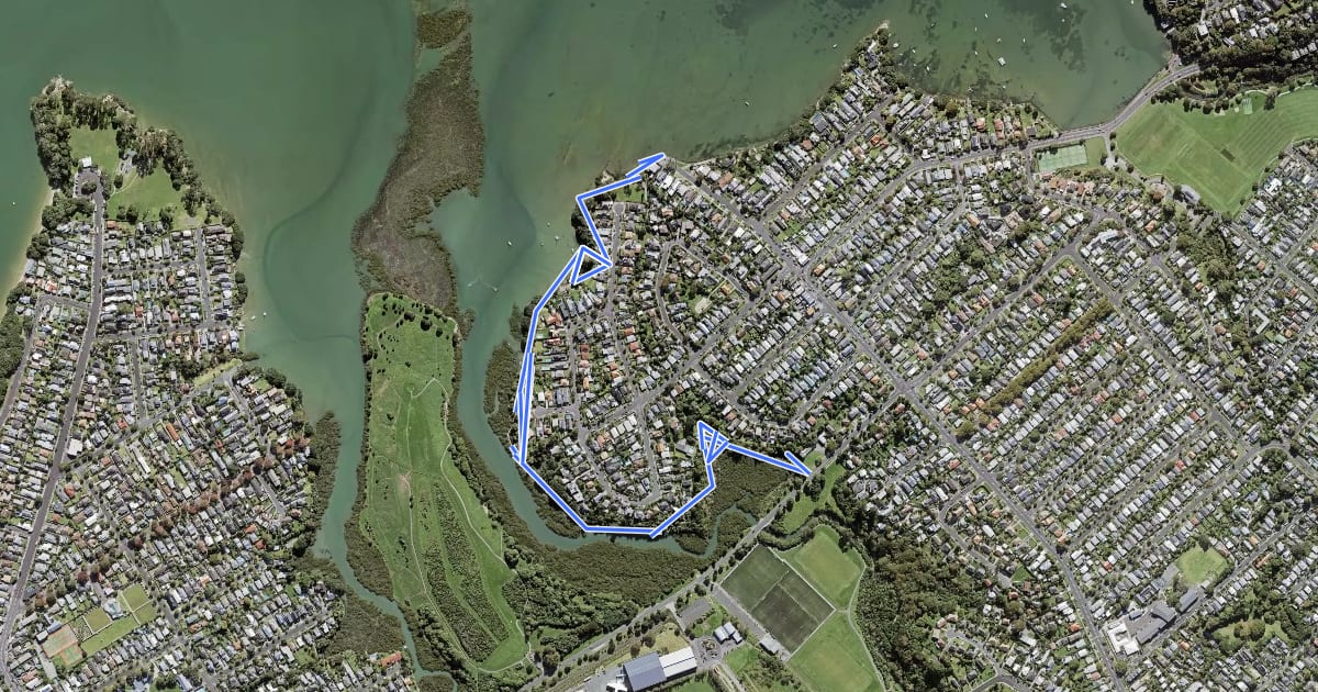 Маршрут Westmere Coastal Walkway на спутниковом снимке