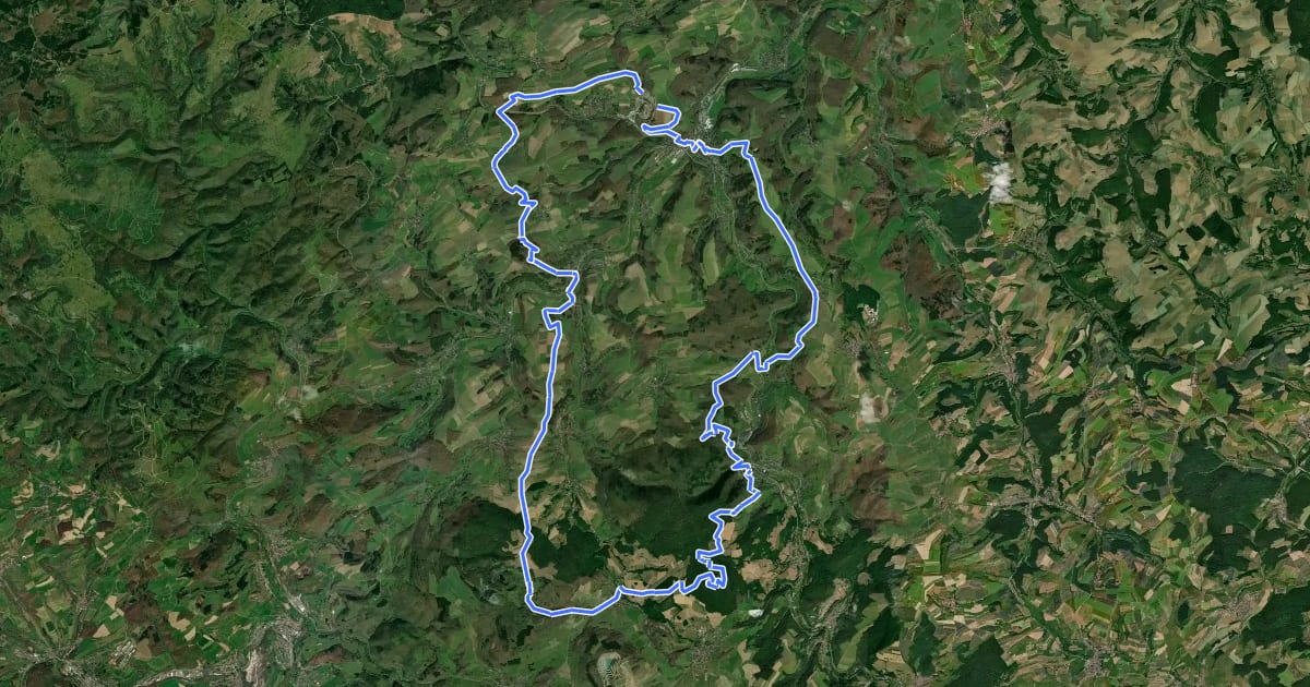 Маршрут Westpfalz-Wanderweg Grünes W (Glan-Lautertal-Höhenweg) на спутниковом снимке